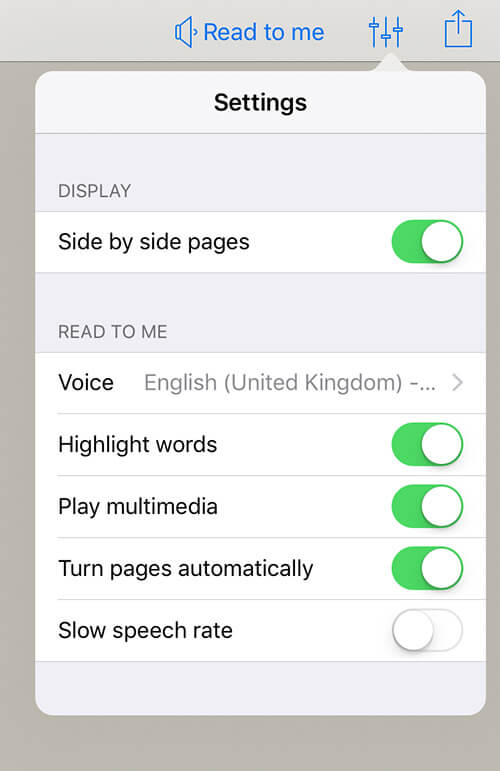 New reading options in Book Creator